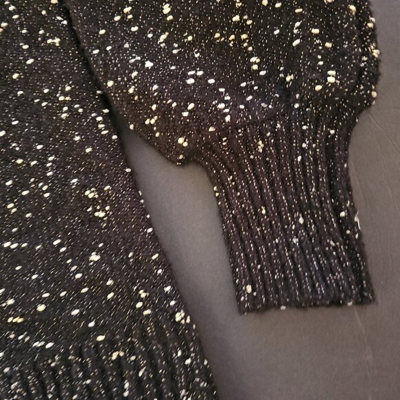 Anne Klein women's sweater M medium black & White Speckled long sleeves - Picture 2 of 3